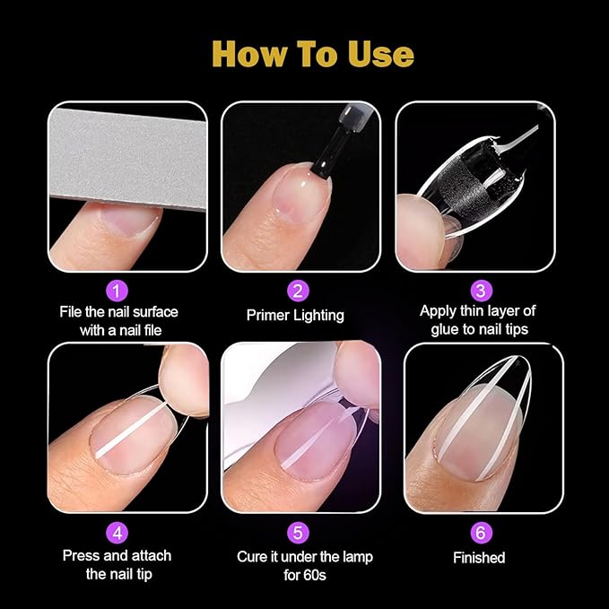 Extra Short Almond Nail Tips,Soft Press On Fake Nail Pre-shaped Half Matte Full Cover Gel Nail Tips Extensions 12 Sizes 300 PCS，Clear Almond Press on Nails for Girls for Home DIY Salon