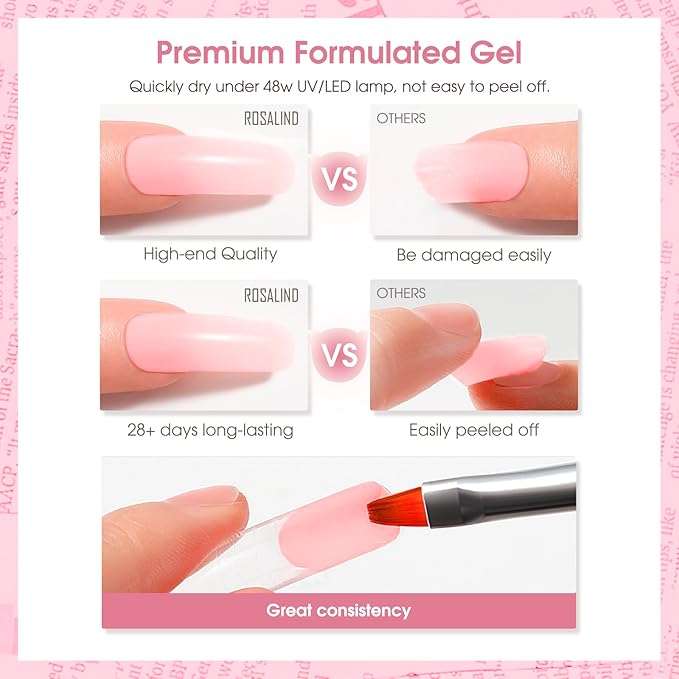 ROSALIND Nude Pink Poly Extension Gel, 60ml/2 oz Purple Nude Poly Nail Gel Building Enhancement for Nail Thickening Decoration for Fall Colors, Easy to DIY Use at Home Need UV Lamp