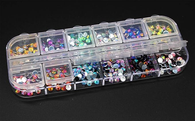 Xiaoyu 5 Boxes Nail Art Rhinestones Kit Nail Rhinestones Multicolor Nail Studs Horse Eye Rhinestones for Nail Art Decorations Supplies with 1PC Tweezers, 2PCS Wax Pencils, D
