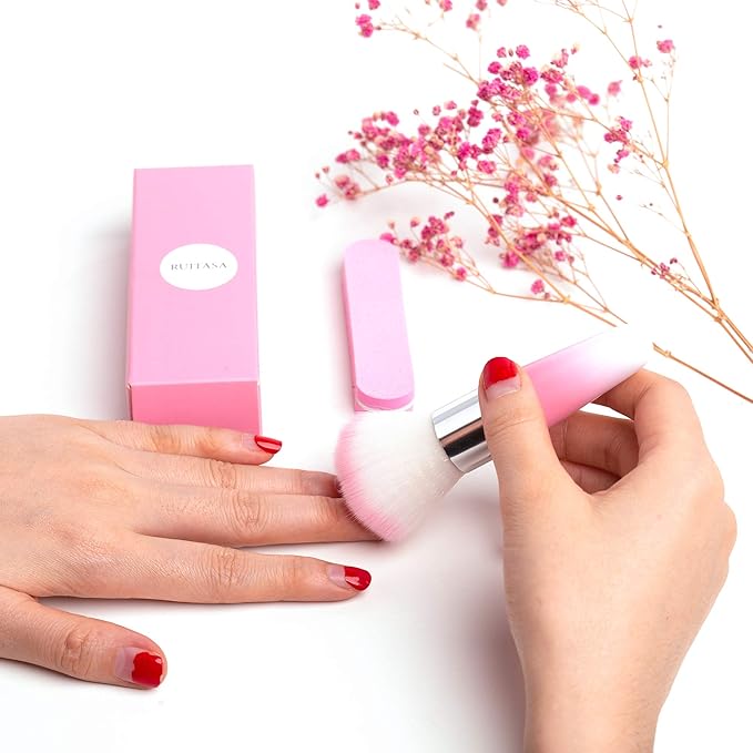 Soft Nail Art Dust Remover Powder Brush Cleaner For Acrylic & UV Nail Gel (pink)
