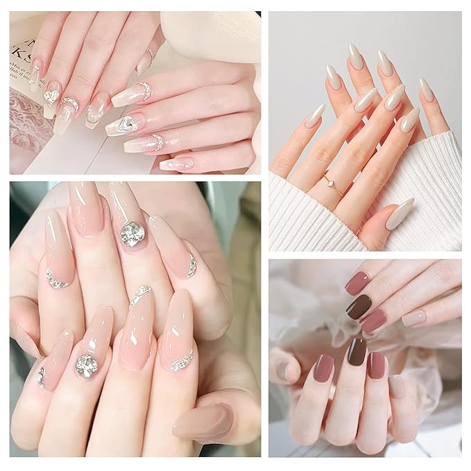 Professional 2Pcs Oval & Flat Nail Brush Set with Rhinestone Handle,Premium Nail Art Brushes for Builder Gel,French Tip Design,and Acrylic Nails (Salon & DIY Use)
