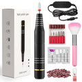 Electric Nail Drill, Ultra-Quiet Low Vibration Electric Nail File, Portable Electric Nail File for Crystal Gel Nails, Manicure and Pedicure Tools Polishing Set for Home and Salon Use(Dark Black)