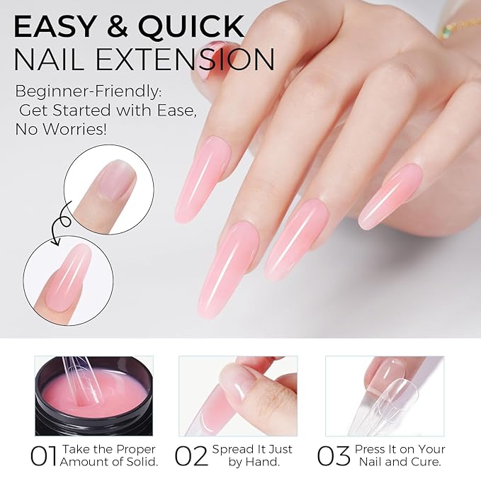 TOMICCA 3D Nail Gel Sculpting Gel for Nail Art 50g Gel Nail Art Non Sticky Hand Carving Gel UV LED Nail Extension Gel Solid Builder Gel for Nails Nude Pink