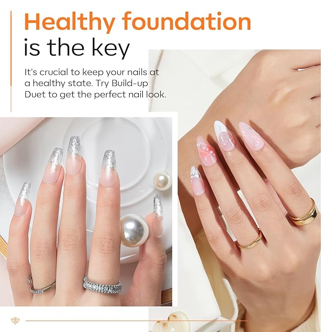 modelones Builder Nail Gel with Gel Top Coat, 8-In-One Clear Builder Acid Free Top Coat for Nail Thickening Apex Building Extension Shine Finish and Long Lasting, LED Lamp Cured 10ml DIY Home Salon