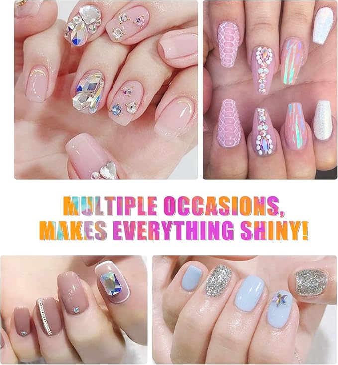 4492 Pieces Nail Art Rhinestones Crystal Flatback Multi-color Rhinestones for Nails with Rhinestone Picker Pick Up Tweezers Clothes diamond (Colorful)