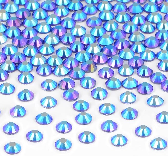 2880 Pieces SS6 Sapphire AB Hotfix Rhinestones Flatback Round Crystal Glass Rhinestones Gems for Crafts Nail Face Art Clothes Shoes Bags DIY