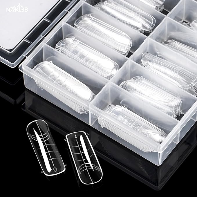 NMKL38 120PCS Dual Nail Forms 12 Sizes Full Cover Nail Molds With Scale Nail Art Design for Salon DIY at Home