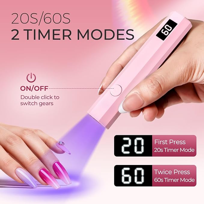UV Nail Lamp with Stand Foldable, 360°Adjustable Rotation, Portable, Relax Hands,Pink Flash Cure Lamp for Gel Polish Home DIY Salon Women Painting Manicure