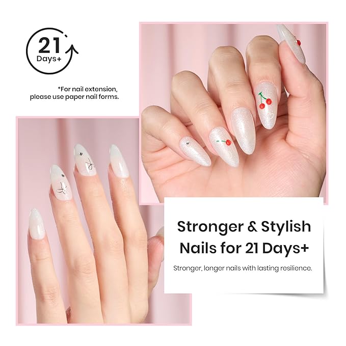 Beetles Builder Gel for Nails HEMA-Free,0.5 oz 8 in 1 White Glitter Builder Nail Gel for Thickening Apex Building Strengthener Extension LED/UV Lamp Galaxy Whispers Color DIY Salon for Begginer