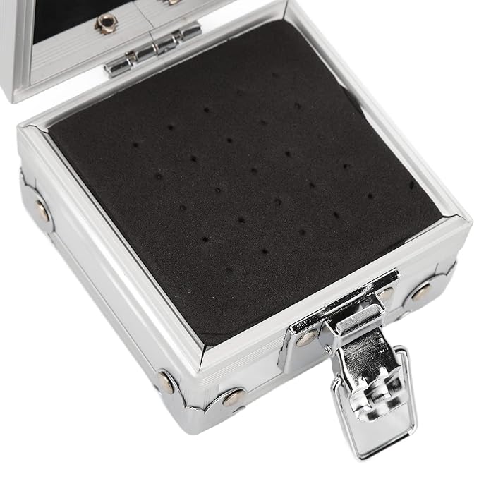 Nail Drill Bit Holder Case,25 Holes Transparent Nail Drill Bits Storage Box,Grinding Heads Storage Box with Lock,Professional Manicure Tools Display Case for Nail Bits(A)