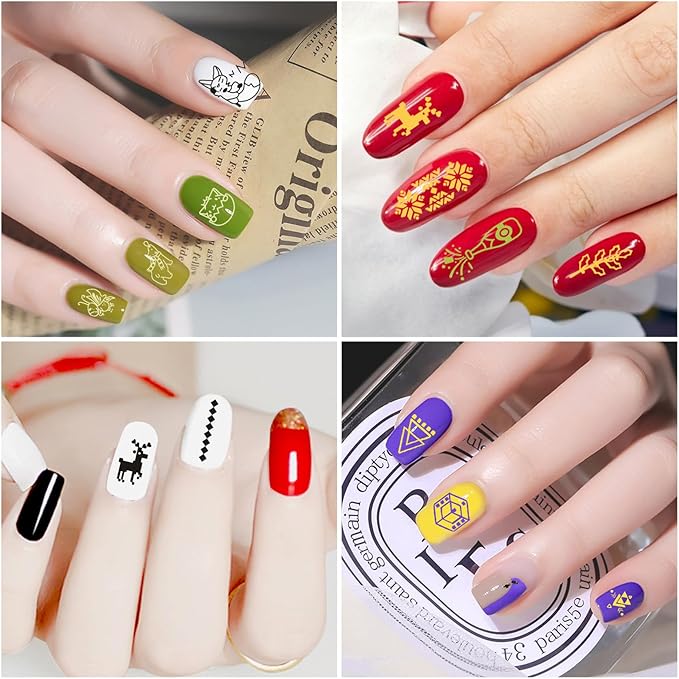 Biutee Nail Stamper Kit with Clear Stamper and Scraper, 10 Nail Stamping Plates and 8 Gel Stamping Polishes, UV Cure Required, Floral Animal Leaves French Nail Art Set for Beginners