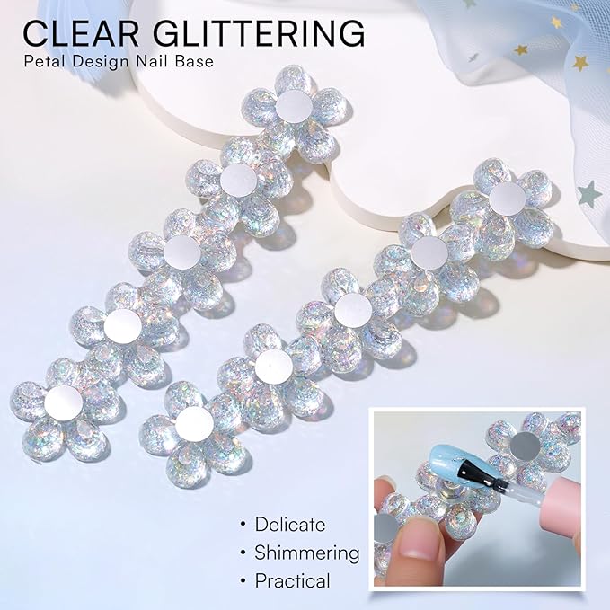 Makartt Nail Stand: Clear Nail Holder for Painting Nails DIY, Magnetic Press on Stand for Art Display Practice, Clear Glitter Flower Fake Holder for Home Salon with Reusable Adhesive Putty
