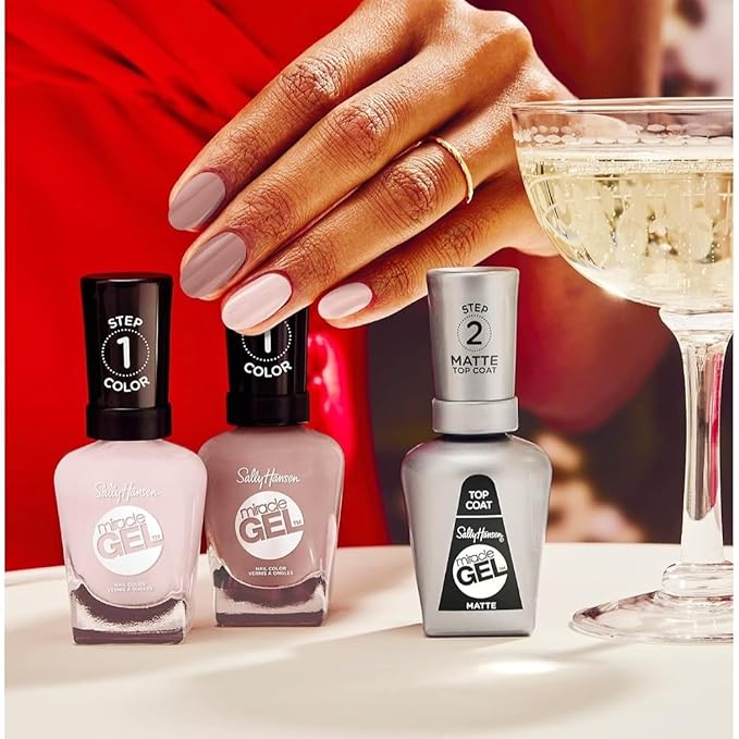 Sally Hansen Miracle Gel Salon Quality Nail Polish | Gel-Like Formula, Two-Step System, No UV Light Needed, Long Lasting | Opaque | 235 Love at First Flight | Muave Nude Nail Polish