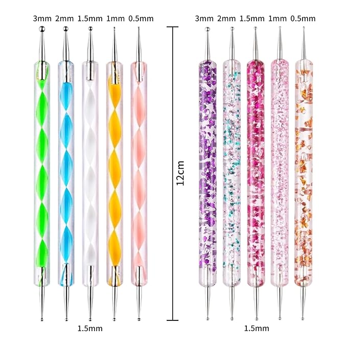 15 PCS Nail Dotting Tools Nail Art Tools Kit, Gel Polish Acrylic Nail Tools, Nail Design Tools Nail Dotting Pen for Nail Art