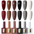 Gel Nail Polish Set of 6 Colors 12ml with Black White Gray, Gel Polish Kit for Salon DIY at Home, Soak Off LED UV Gel Nail Polish, Gifts for Women Girls