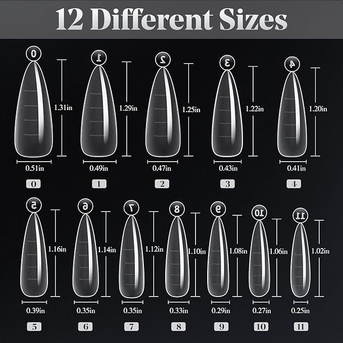krofaue Poly Extension Gel - 120pcs Dual Nail Forms with 12 Sizes Stiletto False Molds Lady Almond Style Full Cover Builder for Nails Acrylic Forms fit DIY at Home
