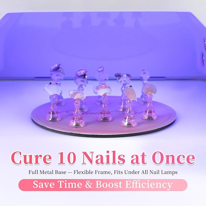 BQAN Nail Stand for Press Ons, Magnetic Nail Holder for Painting | Display | Fake Nails Practice with 200 Pcs Adhesive Tabs, Round Metal Base Nails Art Tools Homes and Salons Use