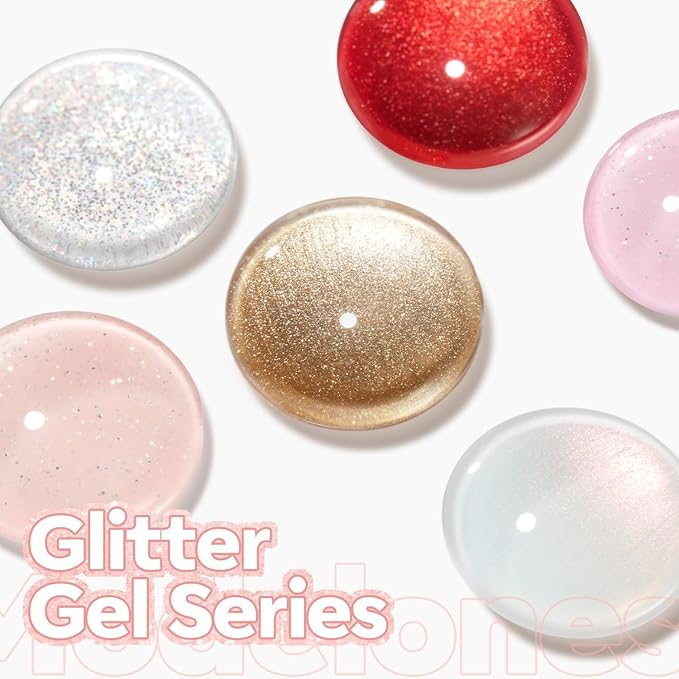 modelones Pink Gel Polish Pastel Pink Glitter Gel Nail Polish Soak-Off UV Gel Polish - 28+ Days Long-Lasting Salon-Quality Nail Art DIY Manicure & Gift 15ML