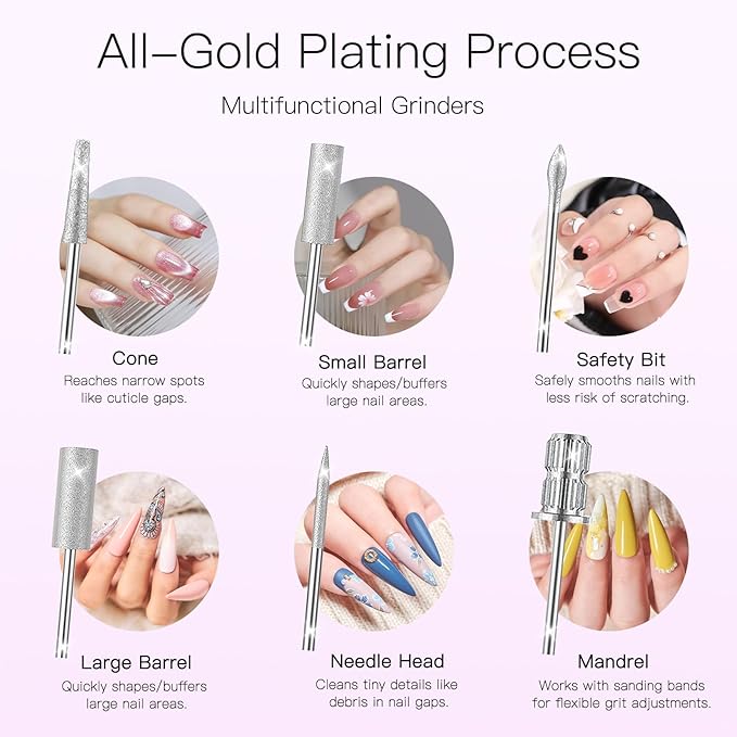 LKE Electric Nail Drill & File Kit,Professional Manicure Pedicure Tools for Acrylic Gel Nails,Nail Drill Bits Bands for Home & Salon Use(New-Rose Gold)
