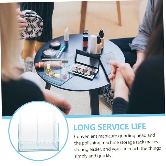 Makeup Brush Holder Nail Drill Bits Nail Drill Grinding Bit Holder Art Polishing Machine Display Storage Box Nail Art Tools Organizer for Nail Salon Blue Makeup Brush Holder Nail Drill Bits