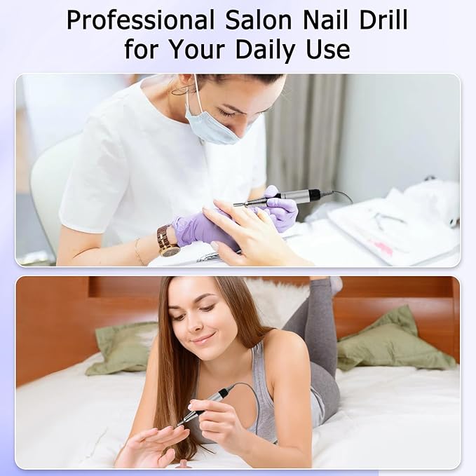 Professional Nail Drill with Pedal Black Nail Drill Set 30000 RPM Electric Nail File with Foot Pedal Nail Grinder E File NailDrill for Acrylic Nails Gel Nail Filer Electric For Home Or Salon