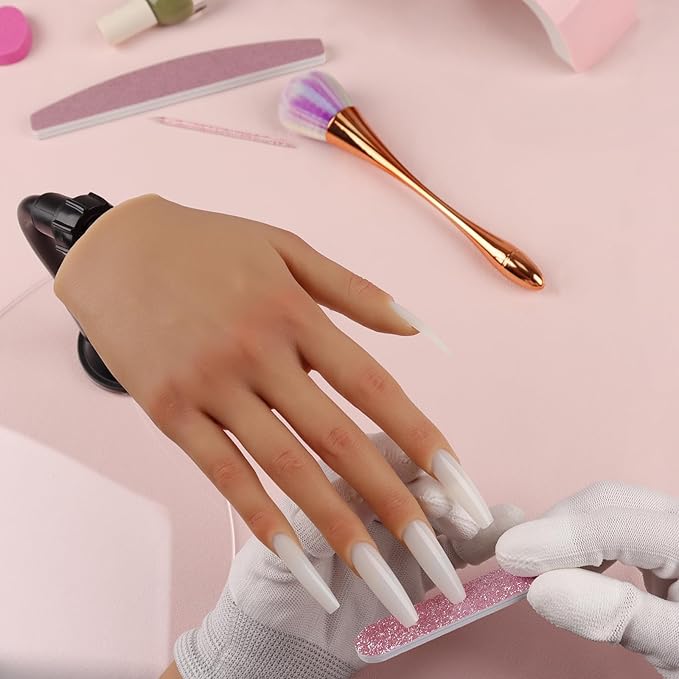 Nail Trainning Practice Hand with Clamp, Acrylic Nail Technician Manicure Supply, False Fake Hands for Nail Manicure, Best Manicure DIY Print Practice Tool