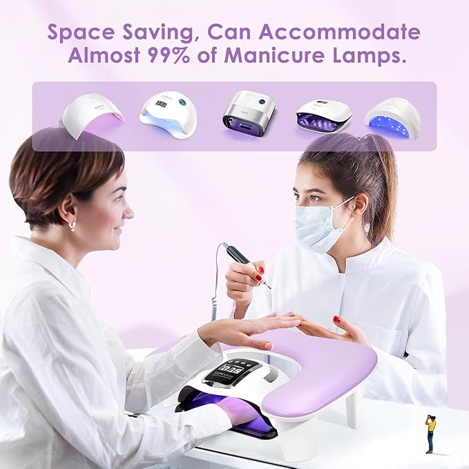 Arm Rest for Nails Tech: U-Shaped Manicure Nail Arm Rest Stand Purple Big Armrest Microfiber PU Leather Hand Rest Pillow for Acrylic Nail Cushion