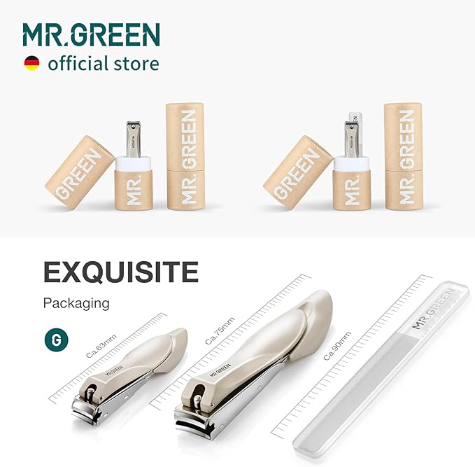 MR.GREEN Nail Clippers Stainless Steel Anti Splash Fingernail Cutter Manicure Tools Bionics Design Pedicure Scissor Nail Trimmer (Nail Clipper Two-Pack (Medium+Large))