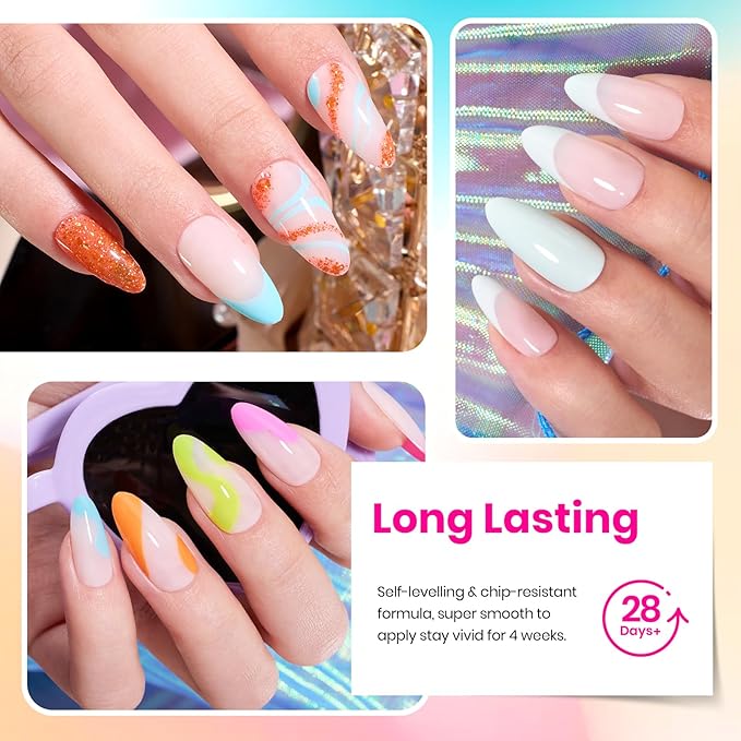 Beetles Spring Gel Nail Polish Set - 20 Colors Pastel Neon Hot Pink Glitter Yellow Orange Blue Gel Nail Polish Kit Base Glossy & Matte Top Coat Rainbow Nail Gift for Women Diva of Divas