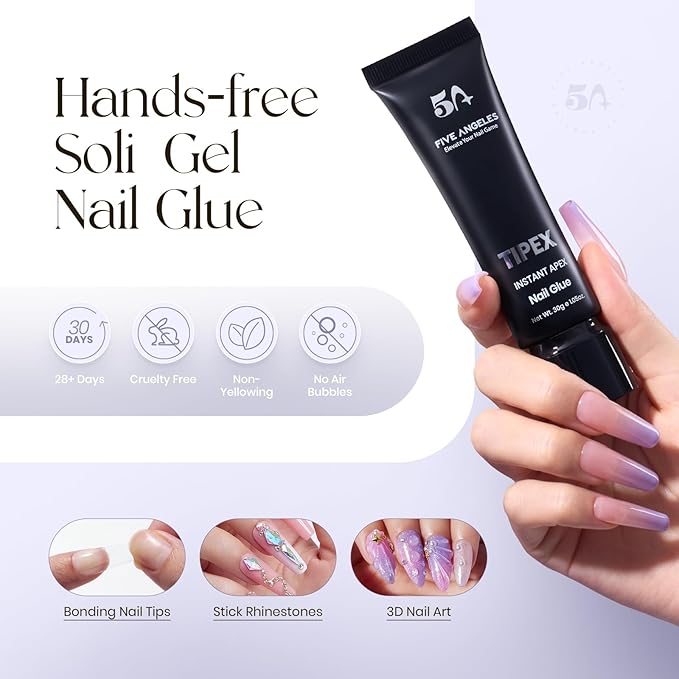 Tipex Gel Nail Tips Kit, Pre-etched Acrylic Hard Nail Tips Set for Beginners, Short Square Full Cover Press On Nails, Deep C Curve Flat Nails, 16 Sizes, UV Nail Glue, LED Lamp, Base Gel