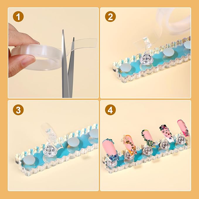 Fandamei Nail Stand, 2 Set Nail Holder for Painting Nails, Press on Nail Stand, Nail Stands for Nail Art. Magnetic Acrylic Nail Practice Display Stands with Double-sided Tape