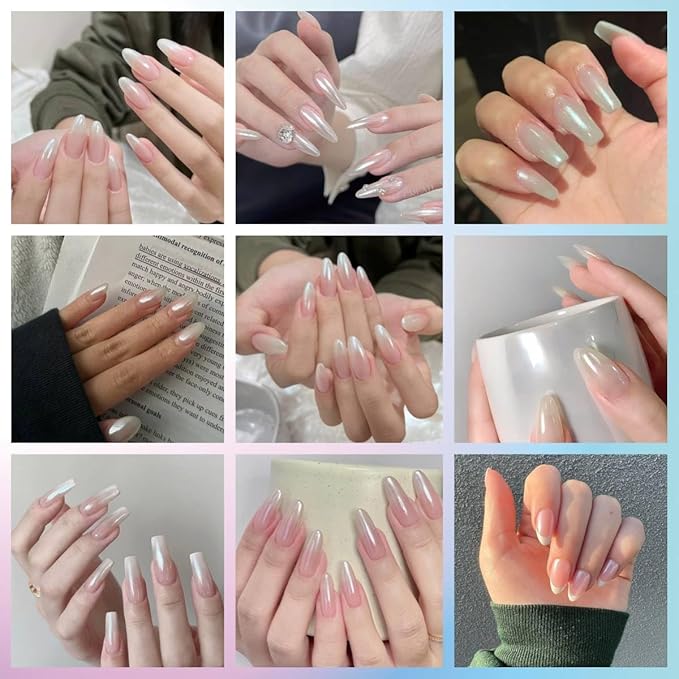 2 Boxes White Pearl Chrome Nail Powder, Moonlight Mirror Effect Metallic Powders Aurora Magic Pearlescent Nail Powder for Manicure Decorations