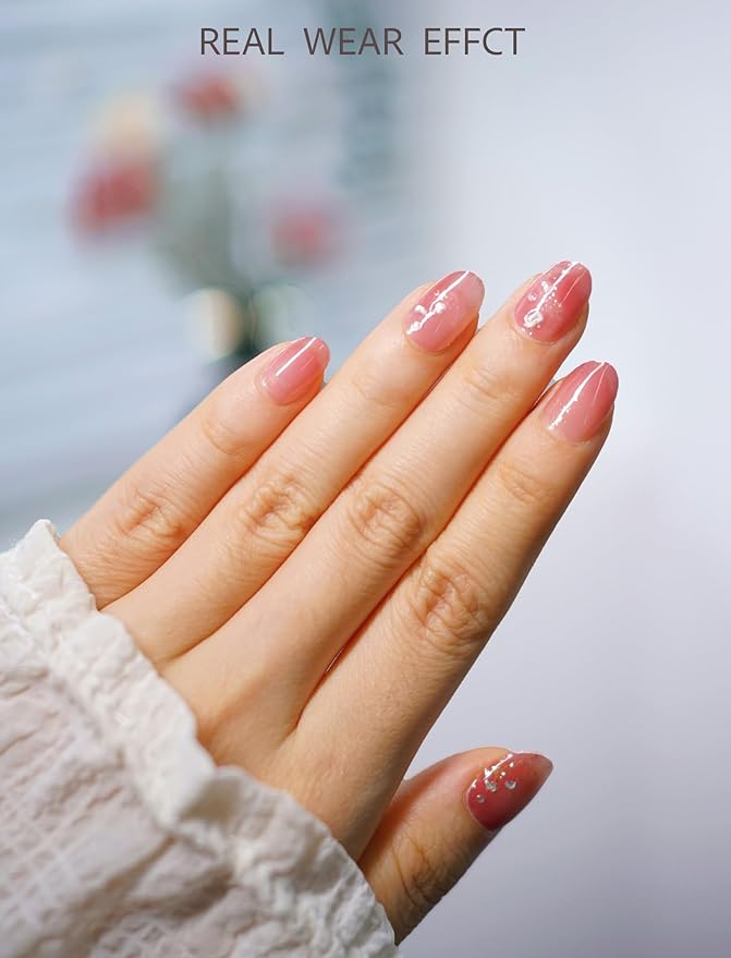 Nail Polish Strips – 32PCS UV Free Salon Quality Wraps, Long Lasting Gel Nail Stickers for Women (Radiant Rose)