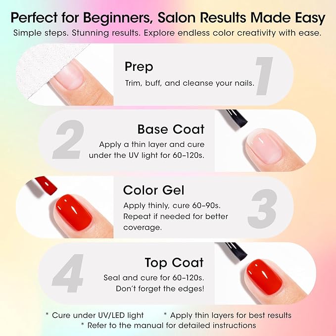 Gellen 24pcs Gel Nail Polish Set, 20 Gel Polish Colors with Base Coat and Glossy Matte Cateye Top Coat, HEMA TMPTA TPO 3-Free Red Pink Green White UV Cured Soak Off Salon Nail Kit, Gift for Women Girl