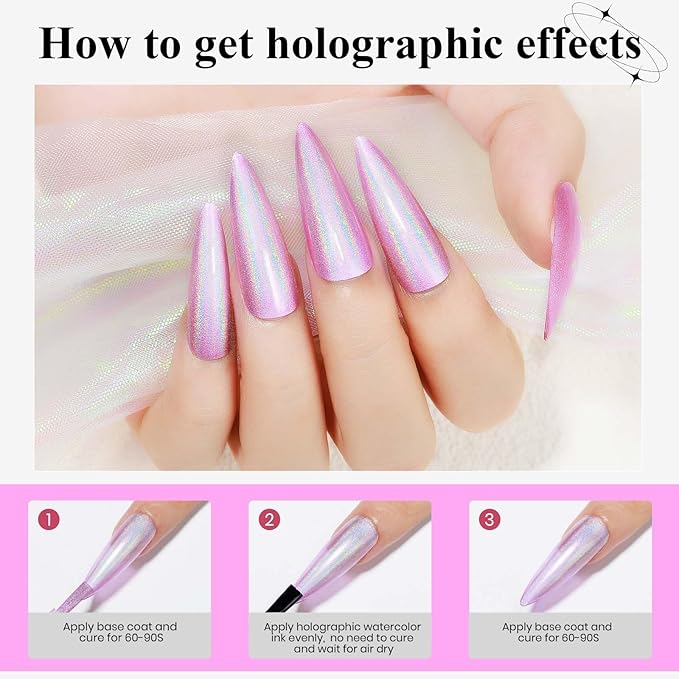 2 In 1 Marble Nail Polish and Holographicge Nail Polish Marble Watercolor Ink Nails Painting Blooming Gel Polish Nails Art Design 001