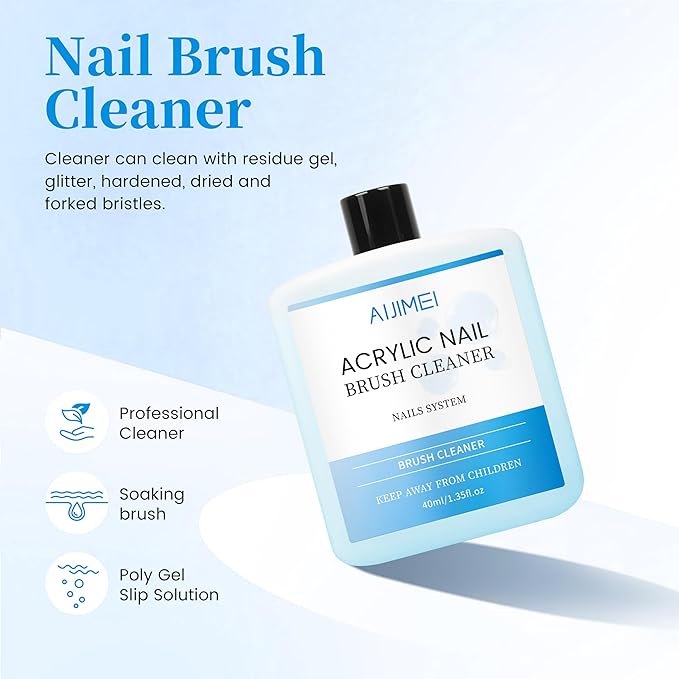 AIJIMEI 40ml Nail Brush Cleaner Easy To Clean Brushes Professional Gel Polish Brush Cleaner For Gel And Powders Acrylic Nail Brush Cleaner For Home & Salons