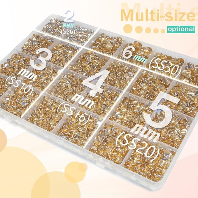 Champagne Golden Crystal Resin Rhinestones w B7000 Glue for Bedazzling Crafting 2mm-6mm Flatback Stones Diamonds Crystals Gems Bedazzler Kit Charms for Nails Face Makeup Tumblers Bottles Crafts
