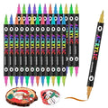 DualTip Nail Art Marker Set Water Based Acrylic Paint Pens with Precision Tips for DIY Nail Design Graffiti Dotting Quick Dry Easy Use Tools Manicures Ladies Girls Thick Pen Tips 48 Colors 24 pieces