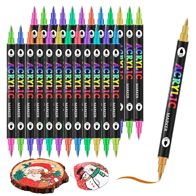 DualTip Nail Art Marker Set Water Based Acrylic Paint Pens with Precision Tips for DIY Nail Design Graffiti Dotting Quick Dry Easy Use Tools Manicures Ladies Girls Thick Pen Tips 48 Colors 24 pieces