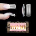 NOVO OVO Halloween Slightly Curved Square Nail Tip Medium Length, Extra Thick Natural Hawk Curve Eagle Claw False Nails Press on, Full Cover Soft Gel Extension Acrylic French Tip x 15 Size 360 pcs
