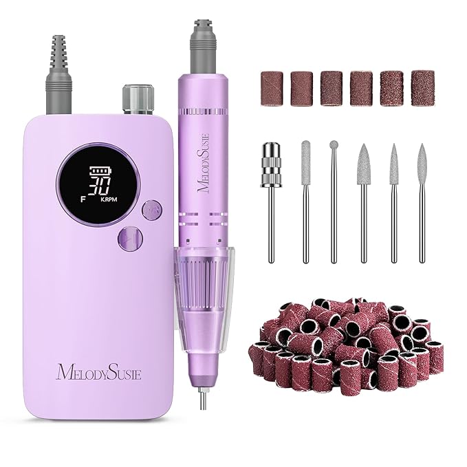 MelodySusie Entry-Level Clip-On Rechargeable Nail Drill, SC320F 30000RPM E-File with Pastel & Colorful Design for Manicure Shaping & Gel Removal, Ideal for Training, Nail Art Practice & Home Use