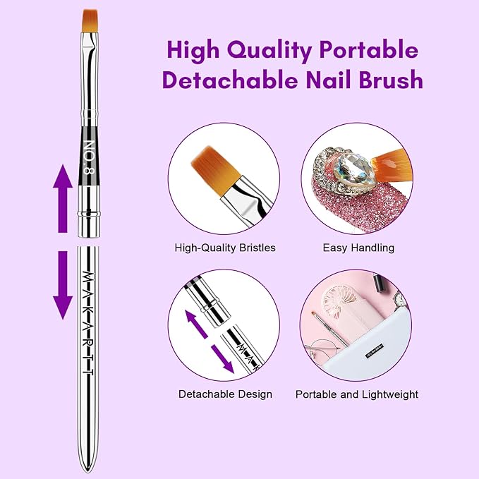 Makartt Nail Rhinestone Glue for Nails, Super Strong Gel Nail Glue Bundle with Rhinestone Glue for Nails, 15ml Clear Nail Gem Glue with Nail Brush Kit for 3D DIY Decorations
