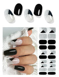 Semi Cured Gel Nail Strips - Black Glitter | 20pcs Gel Wraps UV for Home Nails DIY