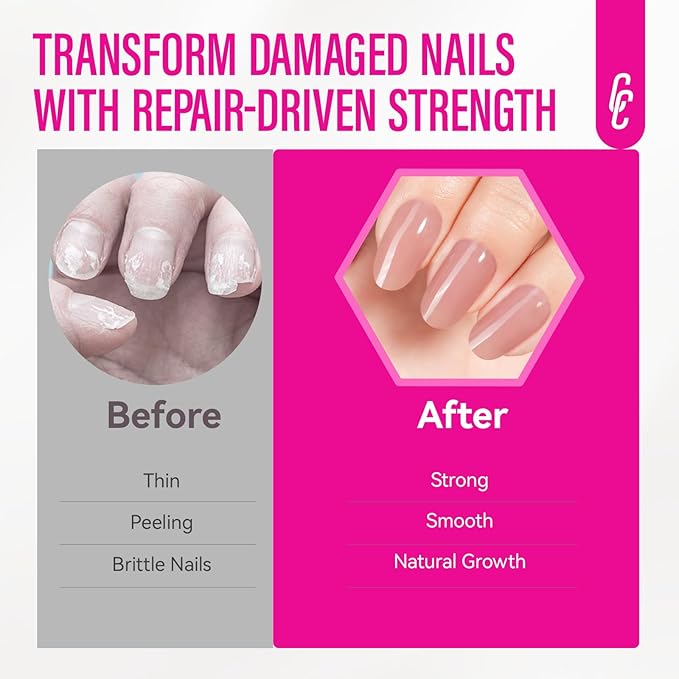 Nail Repair Strengthener for Women: 8 in 1 Dusty Peach Nail Hardener Extra Strong and Growth - Protein Nail Polish Hardener Ridge Filler Concealer for Weak and Damaged Nails 15ml