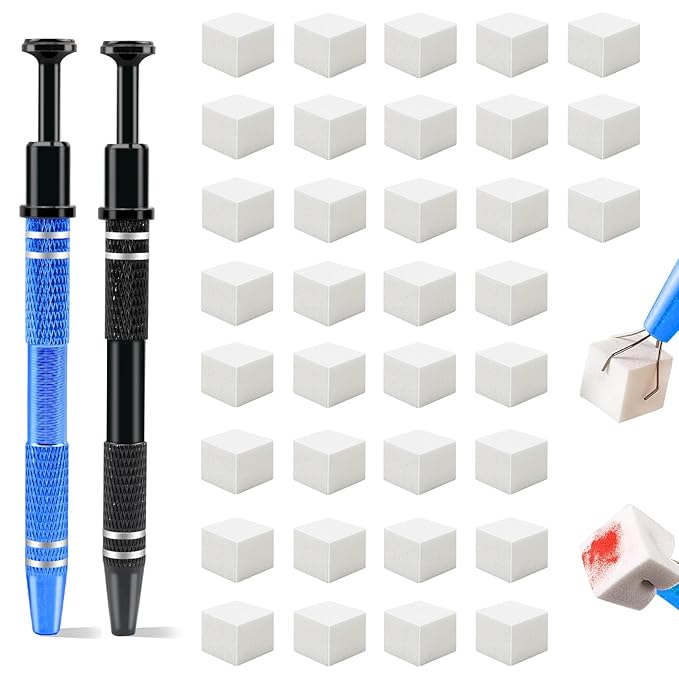 Eiito 100Pcs Soft Nail Sponges for Ombre, Nail Art Sponges With 2Pack Grabbing Pen, Aura Nails, Ombre Nail Brush, Manicure Nail Art Tools (Black+blue)