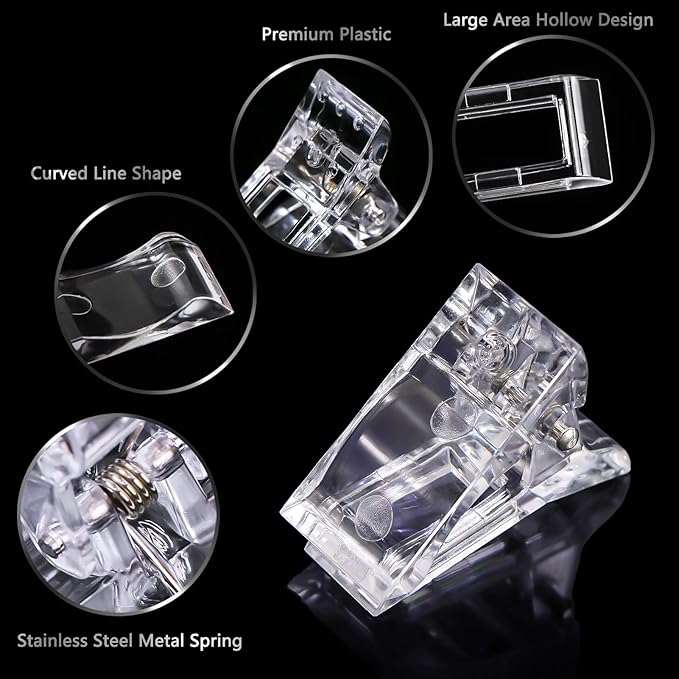 10 Pcs Poly Gel Quick Building Nail Tips Clips Transparent Finger Extension UV LED Builder Nail Tips Clip with 1 Pc Acrylic Nail Tips Clipper Trimmer Cutter for Quick Building DIY Manicure