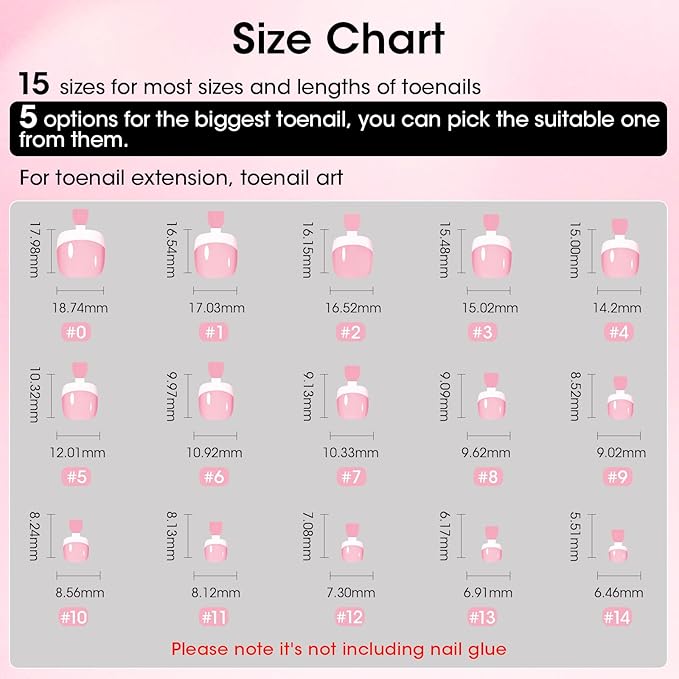 French Tip Toe Nail Tips Press on, Gellen Toe Nail Press ons Short Pink, Chip-free Soft Gel Toe Nail Tips Full Cover Pre-designed for Fast Pedicure, 15 Sizes 240pcs Fake Toenails