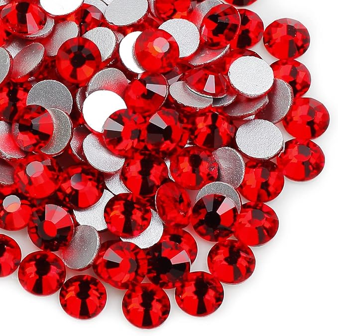 Genie Crystal SS16 Rhinestones Light Siam Red, 4mm 3600pcs Flatback Glass Strass Crystals for Tumblers, Shoes, Clothes & DIY Crafts