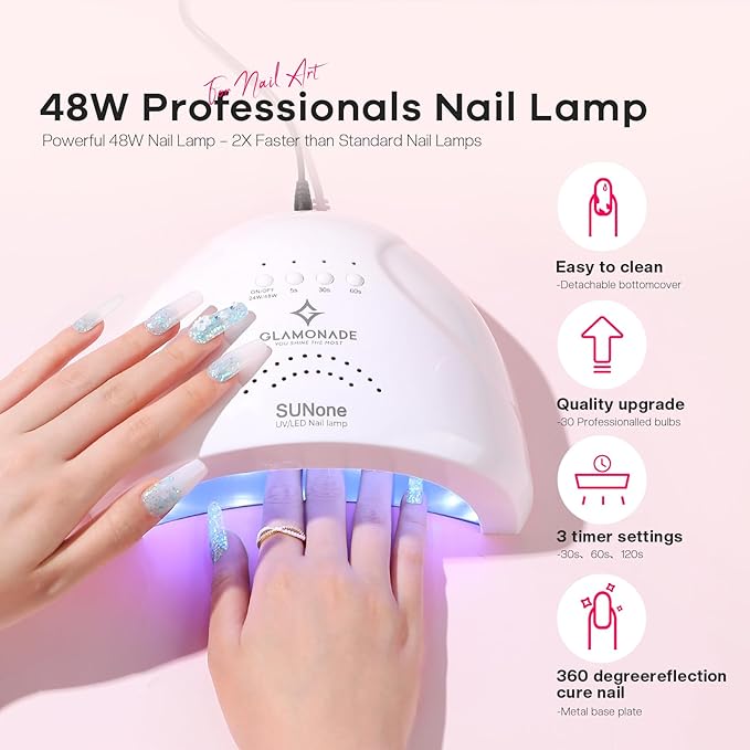 Acrylic Nail Kit for Beginners: 0 Experience Needed to Complete Acrylic Nail Starter Kit with 48W Nail Lamp & Drill for Home DIY Manicure