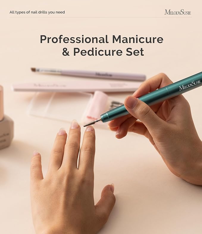 MelodySusie Pen-Shaped Ultra-Slim Cordless Nail Drill, PM170F 30000RPM Portable Rechargeable Electric File with LED Display for All Manicure, Nail Care, Shaping & Gel Removal for Advanced Home Use